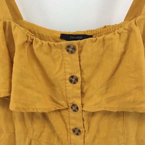 Forever 21 Linen Button Down Mini Dress Medium - Picture 6 of 11
